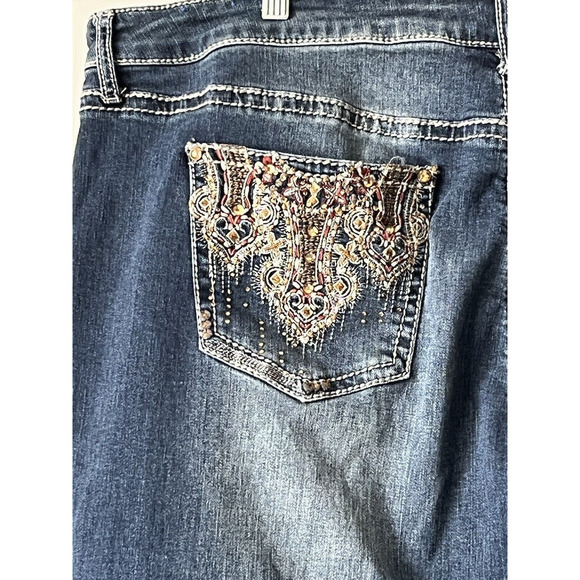 APT 9 Bootcut Jeans womens 20W flare rhinestone bling embroidered pockets - Picture 2 of 12